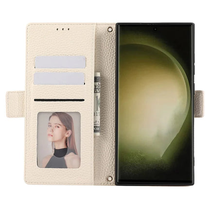 For Samsung Galaxy S23 Ultra Leather Case with Card Holder, Straps, Shockproof Wallet Phone Cover