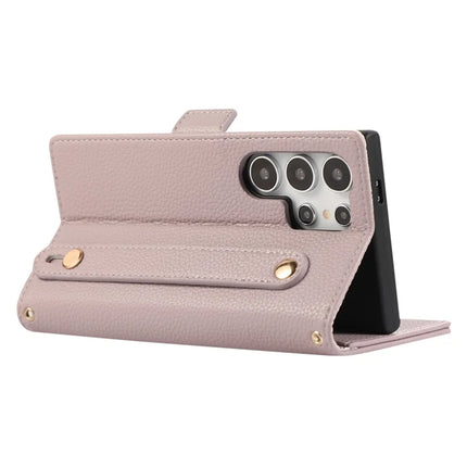 For Samsung Galaxy S23 Ultra Leather Case with Card Holder, Straps, Shockproof Wallet Phone Cover