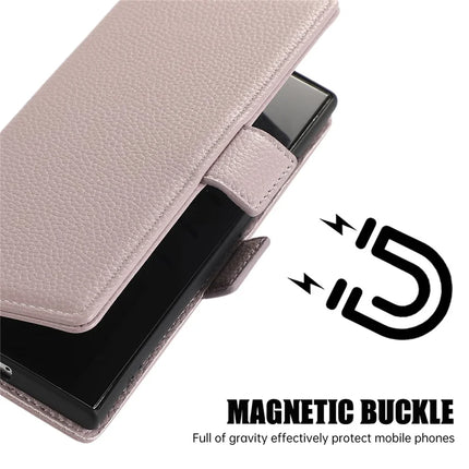 For Samsung Galaxy S23 Ultra Leather Case with Card Holder, Straps, Shockproof Wallet Phone Cover