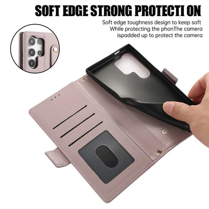 For Samsung Galaxy S23 Ultra Leather Case with Card Holder, Straps, Shockproof Wallet Phone Cover