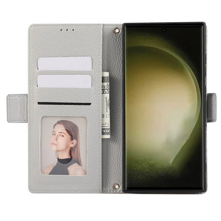For Samsung Galaxy S23 Ultra Leather Case with Card Holder, Straps, Shockproof Wallet Phone Cover