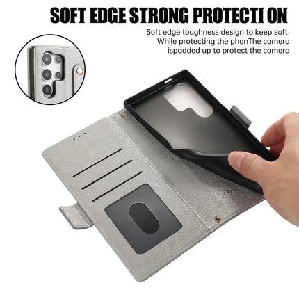 For Samsung Galaxy S23 Ultra Leather Case with Card Holder, Straps, Shockproof Wallet Phone Cover