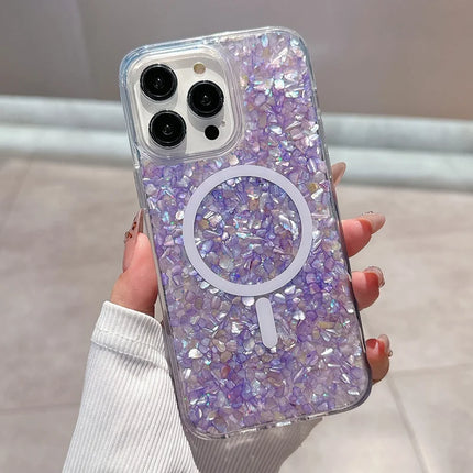 For iPhone 16 Pro Max Case Compatible with MagSafe Epoxy PC+TPU Shockproof Phone Cover - Purple