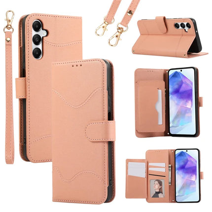 For Samsung Galaxy A54 5G Leather Phone Case with Card Holder, Wallet, Straps Protective Flip Cover - Pink