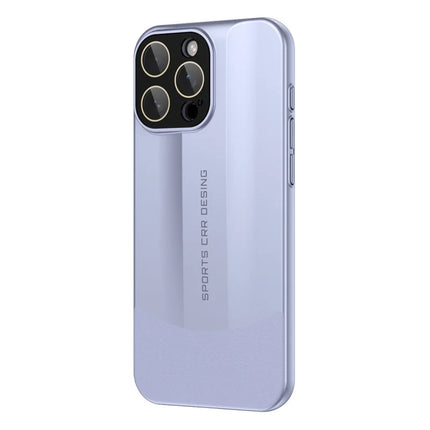 For iPhone 16 Pro Max Case Hard PC Phone Back Cover Built-In Glass Lens Film Full Protection - Light Purple