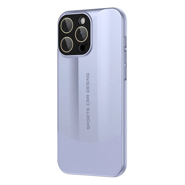 For iPhone 16 Pro Max Case Hard PC Phone Back Cover Built-In Glass Lens Film Full Protection - Light Purple