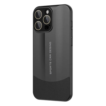 For iPhone 16 Pro Max Case Hard PC Phone Back Cover Built-In Glass Lens Film Full Protection - Black