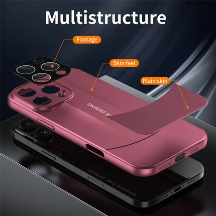 For iPhone 16 Pro Max Case Hard PC Phone Back Cover Built-In Glass Lens Film Full Protection