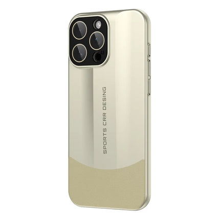 For iPhone 16 Pro Max Case Hard PC Phone Back Cover Built-In Glass Lens Film Full Protection - Desert Gold