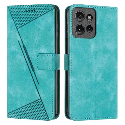 For Motorola Edge 50 5G Case Handbag Imprinted Triangle Leather Phone Cover - Green