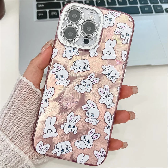 For iPhone 16 Pro Max Case IMD Cartoon PC+TPU Protective Mobile Cover with Glass Lens Film - MK5