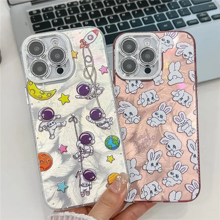 For iPhone 16 Pro Max Case IMD Cartoon PC+TPU Protective Mobile Cover with Glass Lens Film