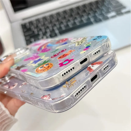 For iPhone 16 Pro Max Case IMD Cartoon PC+TPU Protective Mobile Cover with Glass Lens Film