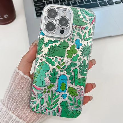 For iPhone 16 Pro Max Case IMD Cartoon PC+TPU Protective Mobile Cover with Glass Lens Film - MK1