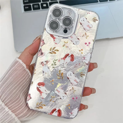 For iPhone 16 Pro Max Case IMD Cartoon PC+TPU Protective Mobile Cover with Glass Lens Film - MK3