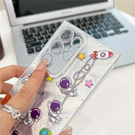 For Samsung Galaxy S23 Ultra Case IMD Cartoon PC+TPU Protective Mobile Cover with Glass Lens Film