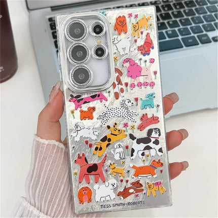 For Samsung Galaxy S23 Ultra Case IMD Cartoon PC+TPU Protective Mobile Cover with Glass Lens Film - MK6