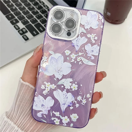 For iPhone 16 Pro Max Case Electroplated IMD TPU+PC Phone Back Cover with Glass Lens Film
