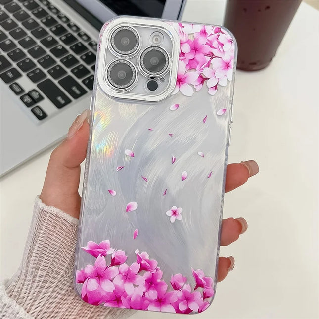 For iPhone 16 Pro Max Case Electroplated IMD TPU+PC Phone Back Cover with Glass Lens Film - FL12