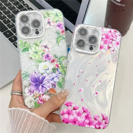 For iPhone 16 Pro Max Case Electroplated IMD TPU+PC Phone Back Cover with Glass Lens Film