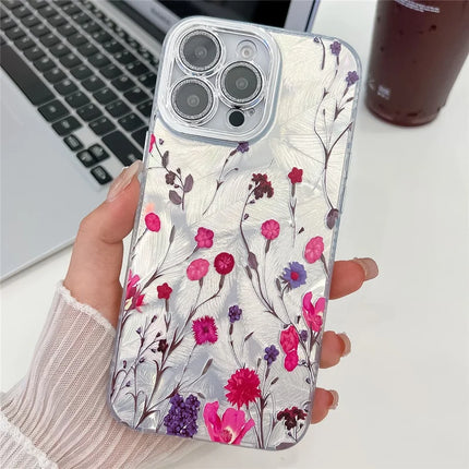 For iPhone 16 Pro Max Case Electroplated IMD TPU+PC Phone Back Cover with Glass Lens Film - FL7