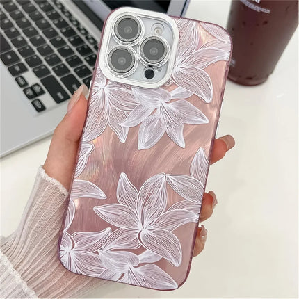 For iPhone 16 Pro Max Case Electroplated IMD TPU+PC Phone Back Cover with Glass Lens Film - FL9