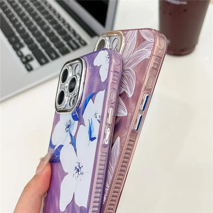 For iPhone 16 Pro Max Case Electroplated IMD TPU+PC Phone Back Cover with Glass Lens Film