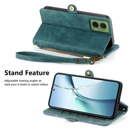 For Motorola Moto G35 5G Zipper Wallet Case Geometry Lines Leather Phone Cover with Strap