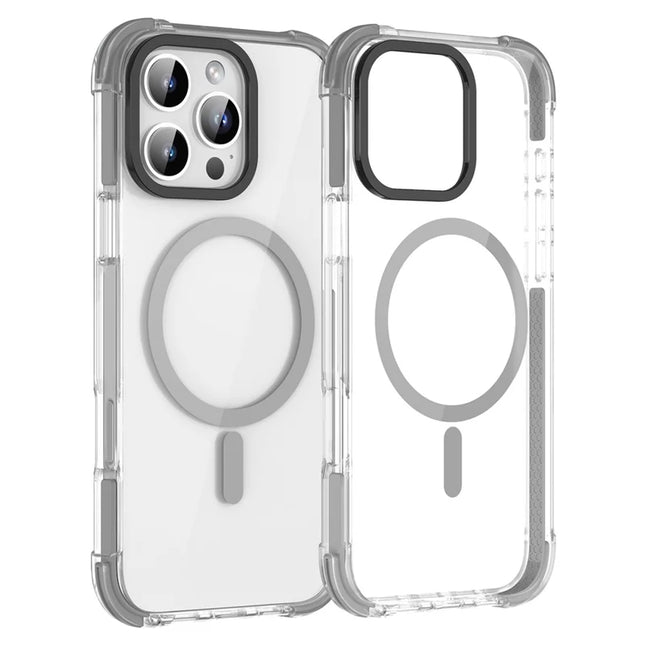 MUTURAL For iPhone 16 Pro Max Clear Case Compatible with MagSafe Four Corners Anti Drop TPU+PC Phone Back Cover - Grey