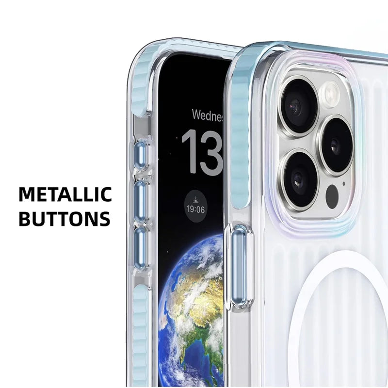 ShopCaseCart Shockproof Slim iPhone 16 Pro Max Protective cover Compatible with MagSafe TPU+PC Phone Back Guard Stripe Pattern