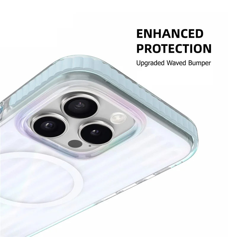 ShopCaseCart Shockproof Slim iPhone 16 Pro Protective cover Compatible with MagSafe TPU+PC Phone Back Guard Stripe Pattern