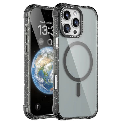 MUTURAL For iPhone 16 Pro Max Case Compatible with MagSafe Rhinestone PC+TPU Back Cover