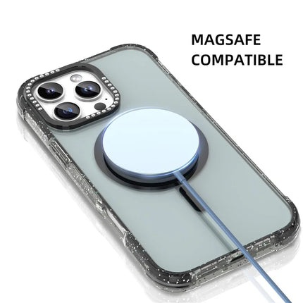 MUTURAL For iPhone 16 Pro Max Case Compatible with MagSafe Rhinestone PC+TPU Back Cover