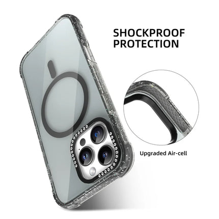 MUTURAL For iPhone 16 Pro Max Case Compatible with MagSafe Rhinestone PC+TPU Back Cover