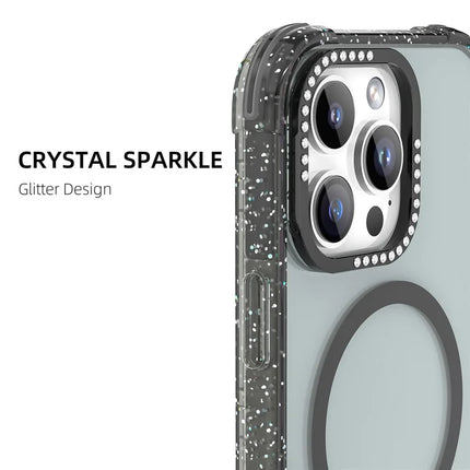 MUTURAL For iPhone 16 Pro Max Case Compatible with MagSafe Rhinestone PC+TPU Back Cover