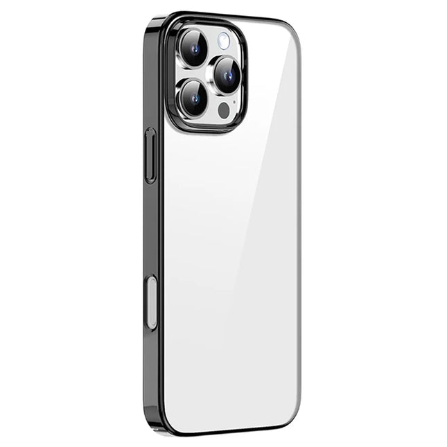MUTURAL For iPhone 16 Pro Max Clear Phone Case PC+TPU Mobile Back Cover - Black