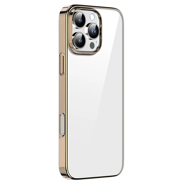 MUTURAL For iPhone 16 Pro Max Clear Phone Case PC+TPU Mobile Back Cover - Gold
