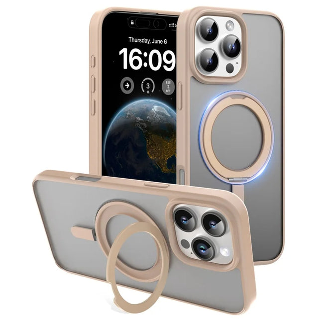 MUTURAL For iPhone 16 Pro Max Case Compatible with MagSafe Ring Kickstand PC+TPU Back Cover - Gold