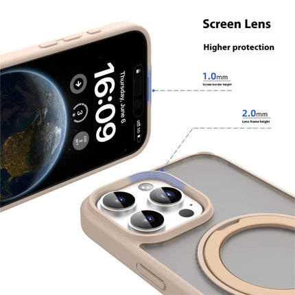 MUTURAL For iPhone 16 Pro Max Case Compatible with MagSafe Ring Kickstand PC+TPU Back Cover