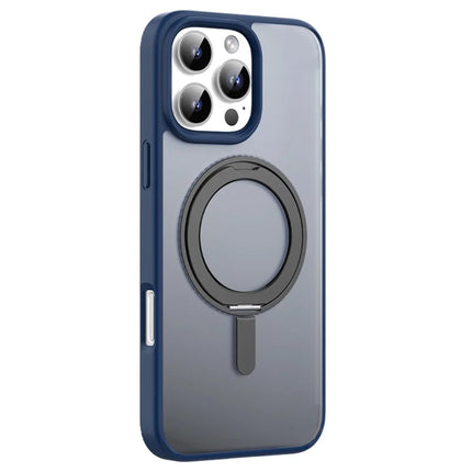 MUTURAL For iPhone 16 Pro Max Case Compatible with MagSafe Ring Kickstand PC+TPU Back Cover - Blue