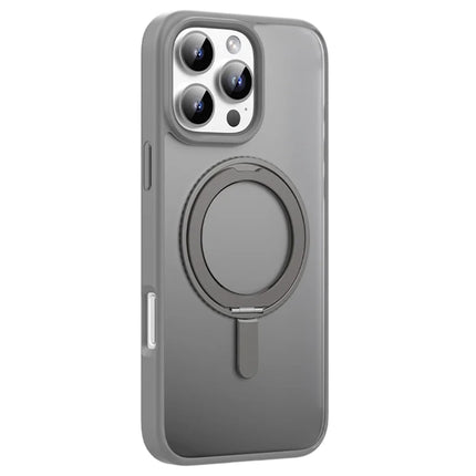 MUTURAL For iPhone 16 Pro Max Case Compatible with MagSafe Ring Kickstand PC+TPU Back Cover - Grey