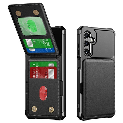 For Samsung Galaxy A16 5G Case Card Slot Kickstand PU+TPU Phone Cover - Black