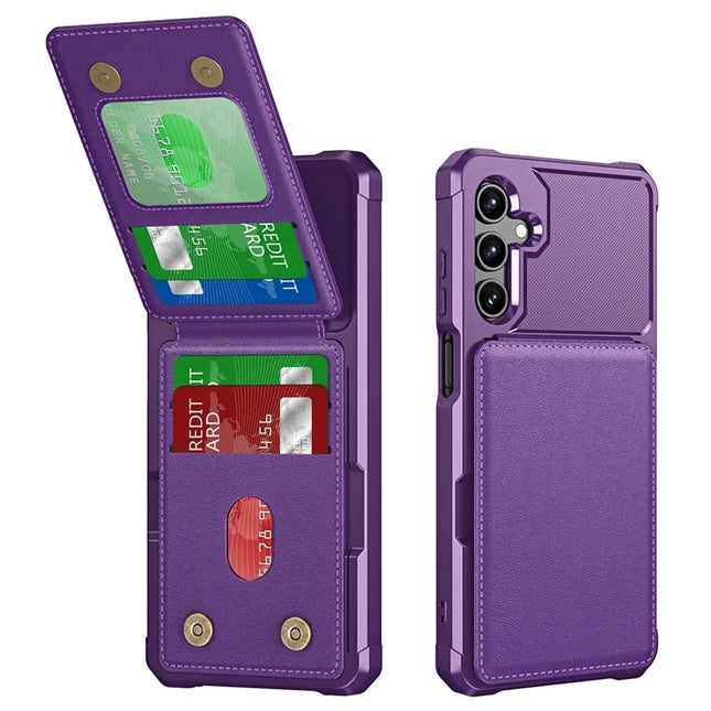 For Samsung Galaxy A16 5G Case Card Slot Kickstand PU+TPU Phone Cover - Purple
