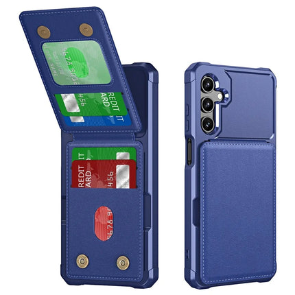 For Samsung Galaxy A16 5G Case Card Slot Kickstand PU+TPU Phone Cover - Dark Blue