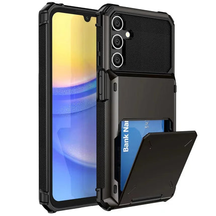 For Samsung Galaxy A16 5G  /  4G Case PC+TPU Dual Layer Back Phone Cover with Card Holder - Black