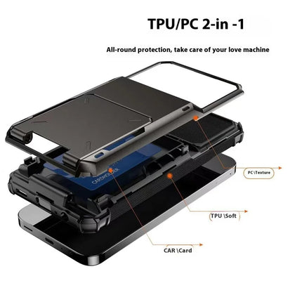 For Samsung Galaxy A16 5G  /  4G Case PC+TPU Dual Layer Back Phone Cover with Card Holder
