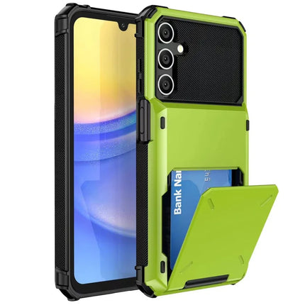 For Samsung Galaxy A16 5G  /  4G Case PC+TPU Dual Layer Back Phone Cover with Card Holder - Green