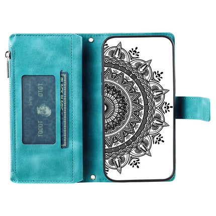Style 006 For Google Pixel 9a Phone Case Mandala Flower Pattern PU Leather Zipper Wallet Stand Cover