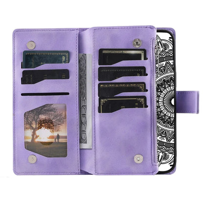 Style 006 For Google Pixel 9a Phone Case Mandala Flower Pattern PU Leather Zipper Wallet Stand Cover