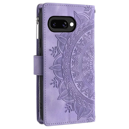 Style 006 For Google Pixel 9a Phone Case Mandala Flower Pattern PU Leather Zipper Wallet Stand Cover